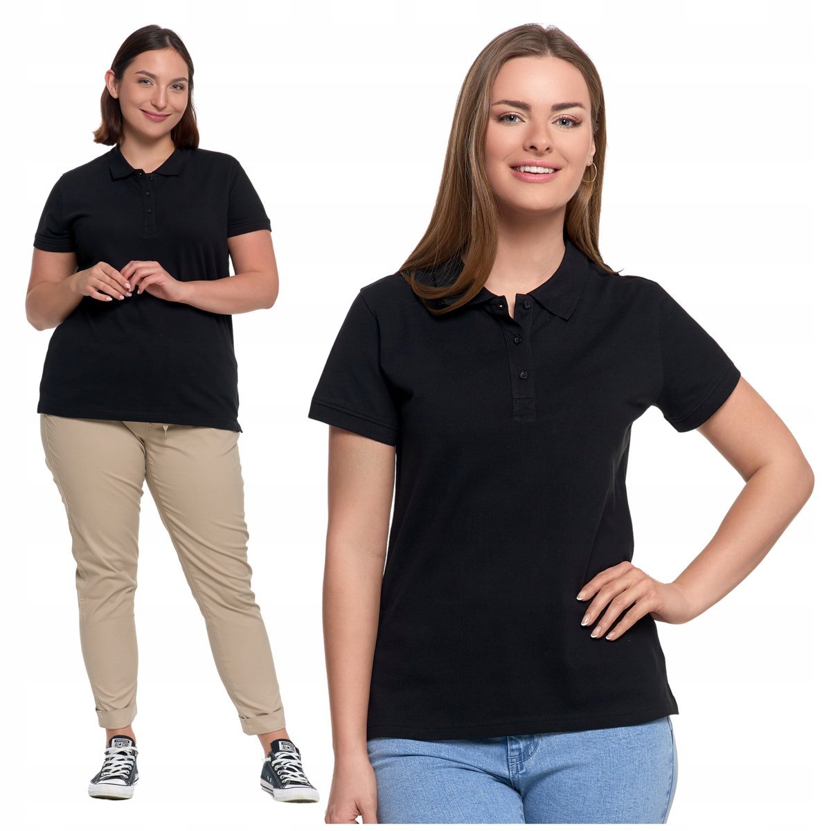 Koszulka Polo Damska Klasyczna Polówka z Kołnierzykiem Bawełniana MORAJ M