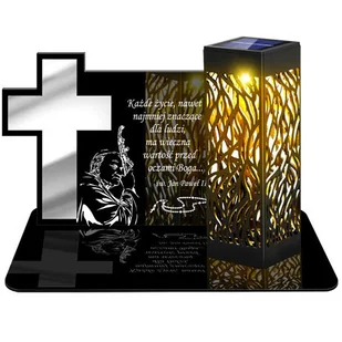 ZNICZ SOLARNY LED WIECZNY PODSTAWKA NA CMENTARZ GRÓB lampka Krzyż 3D - Lampiony i znicze - miniaturka - grafika 1