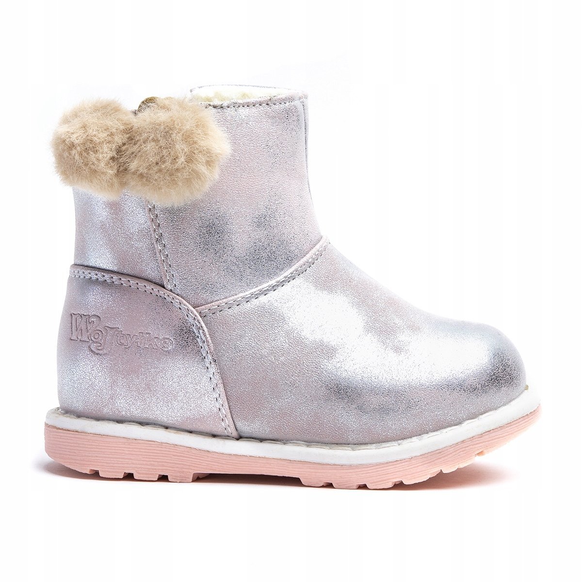 Wojtyłko kozaki dziecięce skóra ekologiczna srebrny rozmiar 26