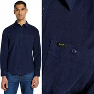 Koszule męskie - Lee Leesure Shirt Real Indigo Sztruksowa Granatowa Bawełniana Koszula S - Empik - miniaturka - grafika 1