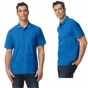 Koszulka POLO Polówka Męska BAWEŁNA Double Pique Gildan 64800 NIEBIESKA 2XL - Koszulki męskie - miniaturka - grafika 1