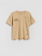 Koszulki dla dziewczynek - Reserved - T-shirt z nadrukiem - beżowy - miniaturka - grafika 1