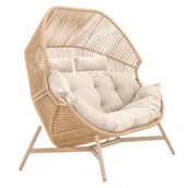Fotele i krzesła ogrodowe - Fotel ogrodowy z poduszką Holand 2-osobowy beżowy Esti&Esta - miniaturka - grafika 1