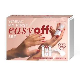 Semilac My First Easy Off Set zestaw hybrydowy baza 7 ml + lakier L18 7 ml + top 7 ml + lampa UV LED 15W/24 - Zestawy do manicure i pedicure Semilac My First Easy Off Set zestaw hybrydowy baza 7 ml + lakier L18 7 ml + top 7 ml + lampa UV LED 15W/24 - Zestawy do manicure i pedicure - miniaturka - grafika 1