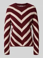 Swetry damskie - Sweter z dzianiny o kroju regular fit ze wzorem w paski model ‘ELIZA’ - miniaturka - grafika 1