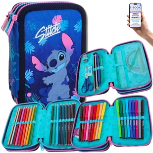 PIÓRNIK SZKOLNY 3w1 LILO I STITCH + FLAMASTRY, KREDKI, PRZYBORY DLA DZIEWCZYNKI CHŁOPCA + EBOOK-2 - Piórniki - miniaturka - grafika 1