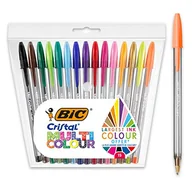 Długopisy - BIC Cristal Wielokolorowe długopisy kulkowe z szeroką końcówką (1,6 mm) do kolorowego pisania, w różnych kolorach, 15 sztuk - miniaturka - grafika 1