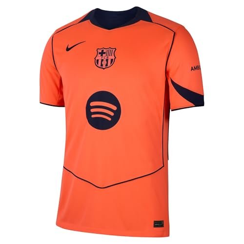 Nike Męska koszulka FCB Dri-FIT SS Stadium 3., Bright Mango/Midnight Navy/Midnight, XL