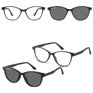 Damskie okulary pod korekcję z polaryzacyjną Nakładką przeciwsłoneczną na magnes CLIP-TRC-189-1 - Okulary korekcyjne, oprawki, szkła - miniaturka - grafika 1