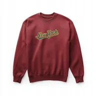 Bluzy męskie - Bluza bordowa z haftem New York, casual streetwear L - miniaturka - grafika 1