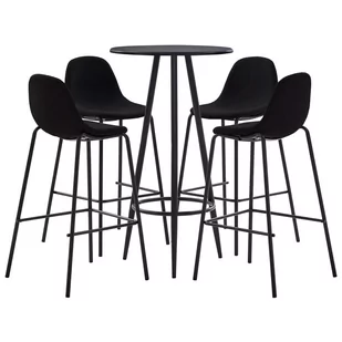 vidaXL 5-częściowy zestaw mebli barowych, tkanina, czarny - Stoły z krzesłami - miniaturka - grafika 1