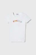 Koszulki dla dziewczynek - Pinko Up t-shirt bawełniany dziecięcy kolor biały - miniaturka - grafika 1