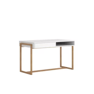 Biurko Białe Oslo Vivaldi Meble Biały, Buk - Biurka - miniaturka - grafika 1