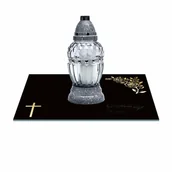 Lampiony i znicze - SZKLANA PODSTAWKA POD ZNICZE Z DEDYKACJĄ 30x20cm 489a - miniaturka - grafika 1