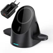 Ładowarki do telefonów - Ładowarka indukcyjna bezprzewodowa do MagSafe iPhone Apple Watch AirPods (Czarna) - miniaturka - grafika 1