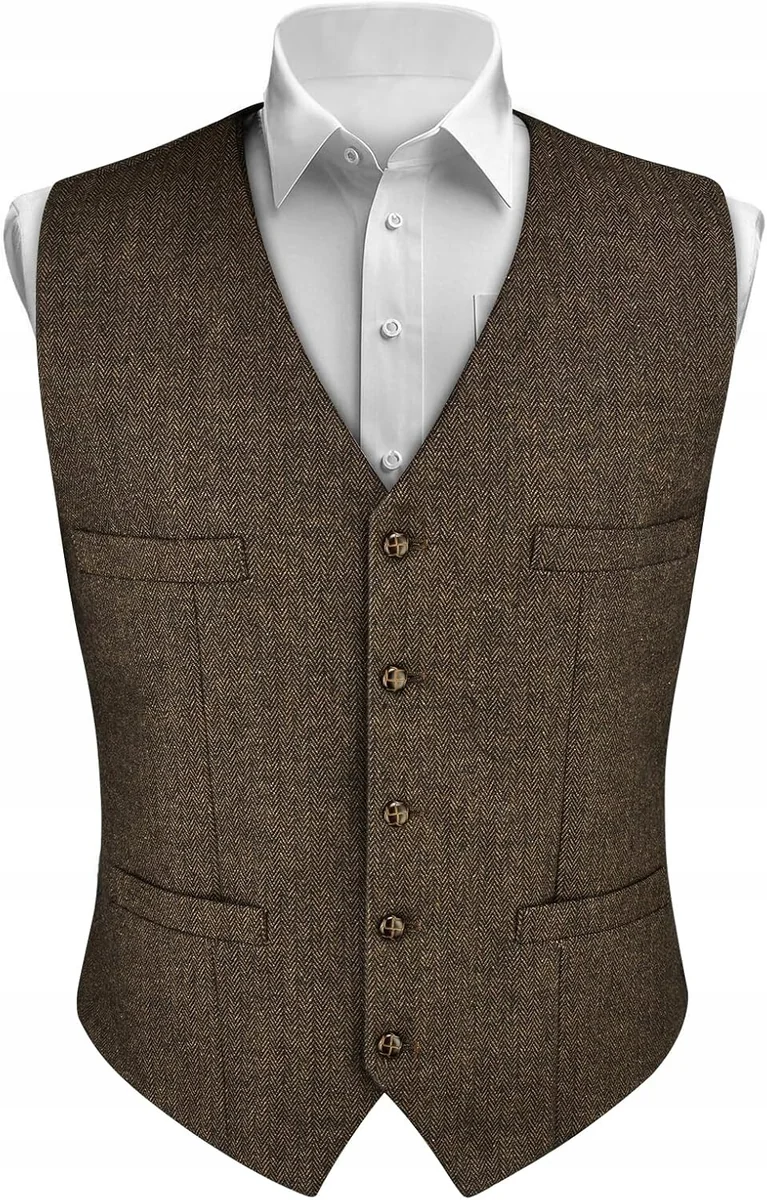 Kamizelka męska garniturowa żakardowa floral vintage na wesele