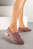 Mokasyny damskie - Jasnofioletowe Mokasyny Vices ze Skórzaną Wkładką i Ozdobną Aplikacją Delainora - miniaturka - grafika 1