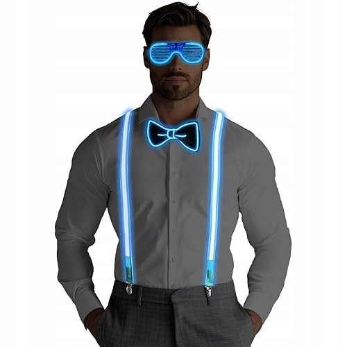 SZELKI LED ŚWIECĄCE MĘSKIE MUCHA ZESTAW 2 SZTUKI NA IMPREZĘ halloween