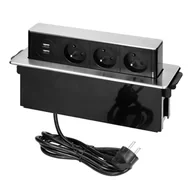 Gniazdka elektryczne - LEDart Wpuszczane Blat Inox 3x230V + 2xUSB Ładne - miniaturka - grafika 1