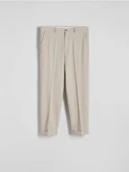 Spodnie męskie - Reserved - Garniturowe spodnie z wiskozą - beżowy - miniaturka - grafika 1