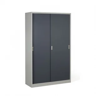 B2B Partner Metalowa szafa z przesuwnymi drzwiami, demontowana, 4 półki, 1200 x 1990 x 450 mm, ciemnoszary 908021 - Szafy biurowe - miniaturka - grafika 2