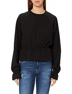 Bluzki damskie - NA-KD Damska bluzka z dżerseju z falbanką, Czarny, XL - miniaturka - grafika 1