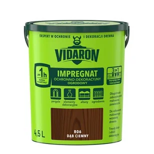 Impregnat Ochronno-Dekoracyjny Ogrodowy R06 Dąb Ciemny 4,5l VIDARON - Farby i impregnaty do drewna - miniaturka - grafika 1