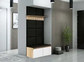 Meble do przedpokoju - Zestaw mebli do przedpokoju Megan 2P8W dąb złoty+biały/panele czarne - miniaturka - grafika 1