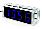 Zabawki interaktywne dla dzieci - Zegar Biurkowy Led Z Termometrem 5V Diy Niebieski - miniaturka - grafika 1