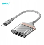 Akcesoria podróżnicze - BWOO BZ63 adapter Lightning - karta SD/TF szary - miniaturka - grafika 1