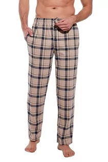 Piżamy męskie - Spodnie do piżamy męskie Dominik brązowe w kratkę XL - grafika 1