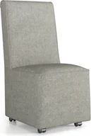 Krzesła - Krzesło do jadalni COSTWAY, tapicerowane krzesło akcentujące krzesło kuchenne, z kółkami oporowymi i zdejmowanym pokrowcem, 47 x 60,5 x 98 cm, szare - miniaturka - grafika 1