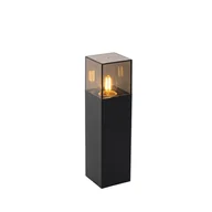Lampy ogrodowe - QAZQA Stojąca lampa zewnętrzna czarna z przydymionym kloszem 30 cm - Dania - miniaturka - grafika 1