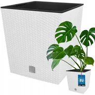 Donice - DONICA DONICZKA 40 CM OGRODOWA RATTAN BIAŁA BALKON TARAS KWIATY WKŁAD OGRÓD - miniaturka - grafika 1