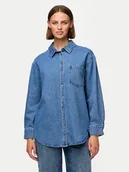 Koszule damskie - Pieces Koszula jeansowa 17150991 Niebieski Oversize - miniaturka - grafika 1