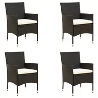 Fotele i krzesła ogrodowe - vidaXL Krzesła ogrodowe z poduszkami 4 szt. polirattan czarne 316688 - miniaturka - grafika 1