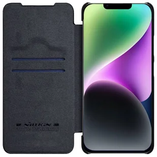 Nillkin Qin Leather Pro Case etui iPhone 14 osłona na aparat kabura pokrowiec obudowa z klapką czarny - Etui i futerały do telefonów - miniaturka - grafika 2