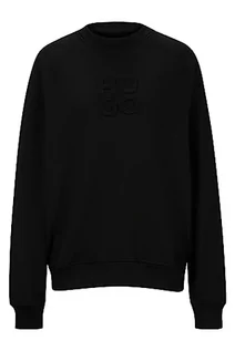 Bluzy męskie - HUGO Męska bluza Dumbkin z bawełny French Terry z wytłoczonym logo stosu, czarny (Black1), XS - grafika 1