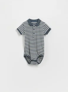 Reserved - Bawełniane body z kołnierzykiem - granatowy - Body dla niemowląt - miniaturka - grafika 1