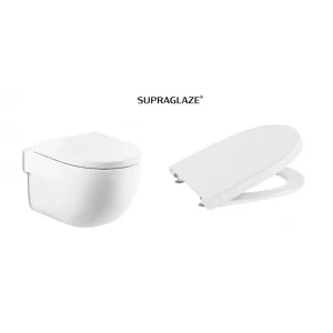 ROCA A346244S00 + A8012AB00B MERIDIAN Miska WC 48cm podwieszana Rimless Compacto SUPRAGLAZE + Deska WC Compacto standardowa SUPRALIT ® - Miski WC - miniaturka - grafika 1