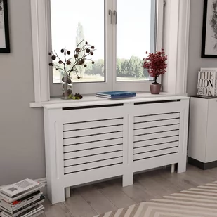 vidaXL Osłony na kaloryfer, 2 szt., białe, 152x19x81,5 cm, MDF - Akcesoria grzewcze - miniaturka - grafika 1