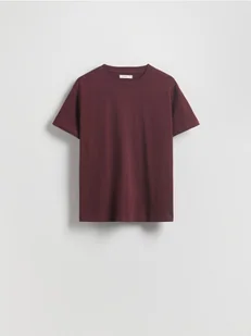 Reserved - Bawełniany t-shirt regular - bordowy - Koszulki i topy damskie - miniaturka - grafika 1