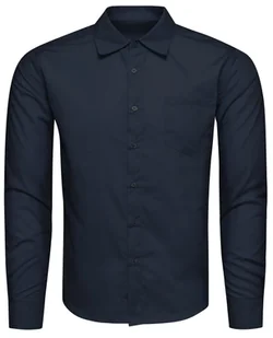 Koszula męska gładka granatowa Recea - Koszule męskie - miniaturka - grafika 1