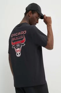 Koszulki męskie - New Era t-shirt bawełniany męski kolor czarny z nadrukiem CHICAGO BULLS - grafika 1