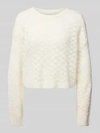 Swetry damskie - Sweter z dzianiny o kroju regular fit z ażurowym wzorem model ‘MIAMI’ - miniaturka - grafika 1