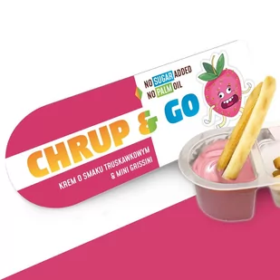 Krem truskawkowy z paluszkami chlebowymi bez dodatku cukru Chrup&Go 22g - CD - Paluszki - miniaturka - grafika 1