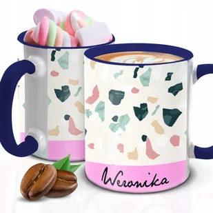 Kubek Z Nadrukiem KOLOROWE PLAMKI TWOJE IMIĘ Granatowo Biały Kreator - Kubki - miniaturka - grafika 1