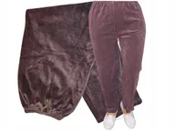 Dresy damskie - beż SPODNIE DRESOWE WELUR 50 52 POLSKIE PROSTA NOGAWKA BEZUCISKOWE 3xl - miniaturka - grafika 1