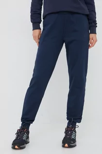 Spodnie damskie - Jack Wolfskin spodnie dresowe bawełniane damskie kolor granatowy gładkie - grafika 1