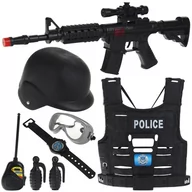 Zabawki militarne - NoboKids Zestaw Strój Policyjny Kamizelka Broń Hełm Dźwięk CH-491180 - miniaturka - grafika 1